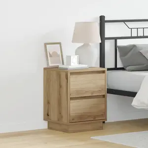 vidaXL Cabinet de chevet avec tiroir Chêne artisanal 39 x 34,5 x 50 cm pas cher