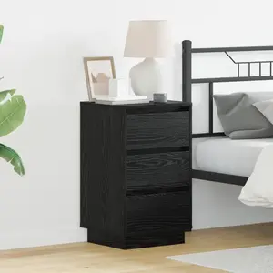 vidaXL Cabinet de chevet avec tiroir Chêne noir 39 x 34,5 x 65 cm pas cher