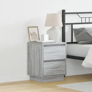 vidaXL Cabinet de chevet Gris 39 x 34,5 x 50 cm Bois d'ingénierie pas cher
