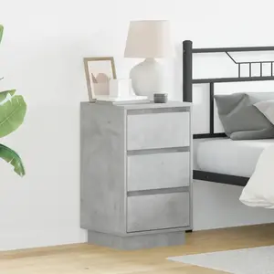 vidaXL Vidaxl Cabinet De Chevet Avec Éclairage Led Gris Béton 39x34,5x65 Cm Bois D'ingénierie pas cher