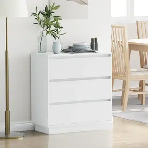 vidaXL Cabinet de chevet Blanc 71 x 34,5 x 75 cm Bois d'ingénierie pas cher
