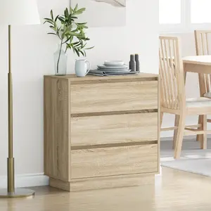 vidaXL Table De Chevet Vidaxl Avec Led En Chêne Sonoma 71x34,5x75 Cm En Bois Aggloméré pas cher