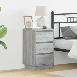 vidaXL Cabinet de chevet Gris 39 x 34,5 x 65 cm Bois d'ingénierie pas cher