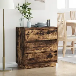 vidaXL Cabinet de chevet avec tiroir Chêne fumé 71 x 34,5 x 75 cm pas cher