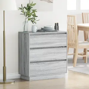vidaXL Cabinet de chevet Gris 71 x 34,5 x 75 cm Bois d'ingénierie pas cher