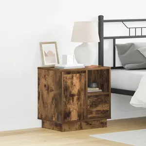 vidaXL Cabinet de chevet 2 pcs Chêne fumé 50 x 34,5 x 50 cm. pas cher