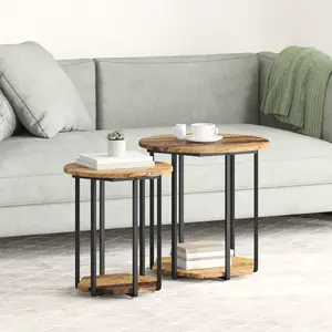 vidaXL Table dappoint - Bois vieilli - Ronde - 50 cm - Montage facile pas cher