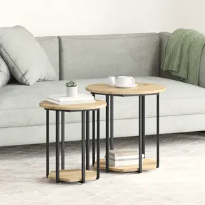 vidaXL Ensemble de tables d'appoint avec étagère 2 pcs Marron pas cher