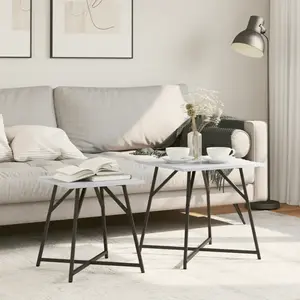 vidaXL Table D'appoint Vidaxl 2 Pcs Gris Sonoma En Bois Reconstitué Et Métal pas cher