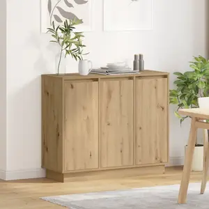 vidaXL Buffet LED Chêne artisanal 90 x 32 x 75 cm Bois d'ingénierie pas cher