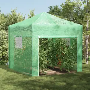vidaXL Serre avec toit Vert 290 x 290 x 315 cm Acier pas cher