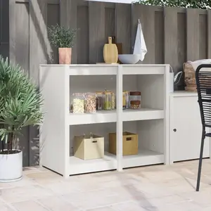 Comparateur de prix : vidaXL Vidaxl Armoire De Cuisine D'extérieur Blanc 106x55x92 Cm En Bois Massif De Pin