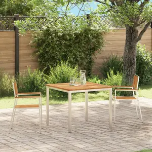 vidaXL Vidaxl Ensemble De Chaises De Jardin Argent, Marron Bois D'acacia, Acier pas cher