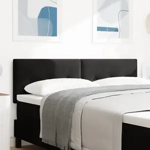 vidaXL Headboard LED Boutons capitonnés Noir 80 cm Velours pas cher