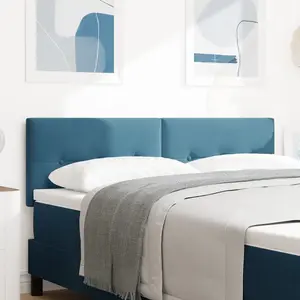 vidaXL Headboard LED Capitonné Bleu Foncé 72 cm Velours pas cher
