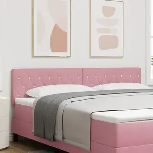 vidaXL Tête de Lit LED à Boutons en Cristal Rose 90 cm Velours pas cher