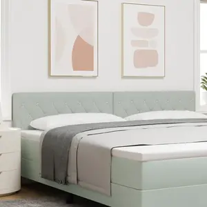 vidaXL Tête de lit LED avec bandes LED Gris clair 200 cm Velours pas cher