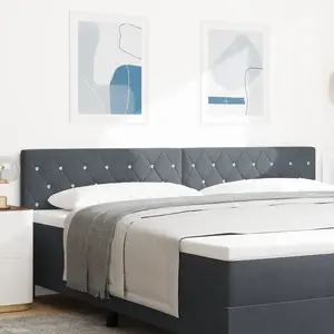 vidaXL Tête de lit LED capitonnée à boutons en cristal gris foncé 100 cm velours pas cher