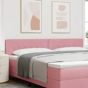 vidaXL Tête de lit LED avec bandes LED Rose 200 cm Velours pas cher