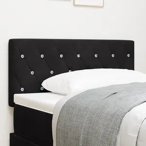 vidaXL Tête de lit LED avec boutons en cristal noire 100 cm en velours pas cher