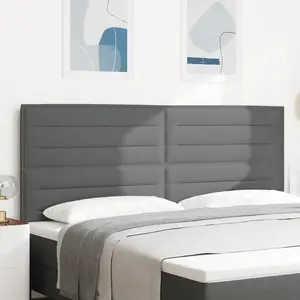 vidaXL Vidaxl Tête De Lit Design Lignes Gris Foncé 200 Cm Tissu pas cher