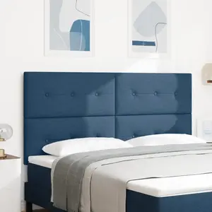 vidaXL Tête de lit capitonnée bleue 180 cm en tissu pas cher
