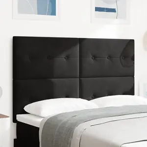 vidaXL Tablier de lit en velours noir avec capitonnage 160 cm pas cher