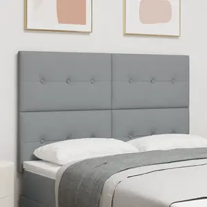 vidaXL Tête De Lit Vidaxl En Tissu Gris Clair Avec Boutons 160 Cm pas cher