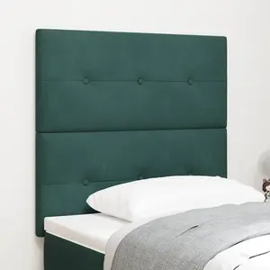 vidaXL Tête De Lit Vidaxl Boutonnée Vert Foncé 90 Cm Velours pas cher