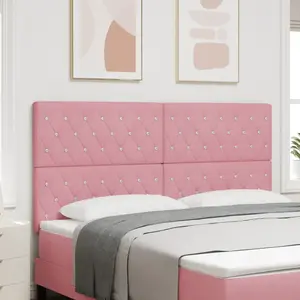 vidaXL Vidaxl Tête De Lit Bouton En Cristal Tufté Rose 180 Cm Velours pas cher