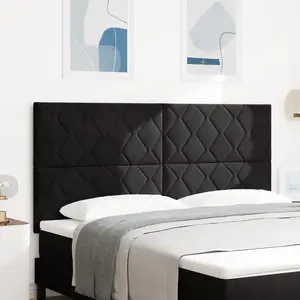 vidaXL Vidaxl Tête De Lit Design Blocs De Diamant Noir 180 Cm Velours pas cher