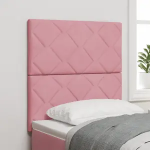 vidaXL Tête de lit en velours rose avec blocs de diamant - 80 cm pas cher