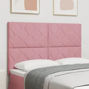vidaXL Vidaxl Tête De Lit Rose Avec Design De Blocs De Diamant 160 Cm Velours pas cher