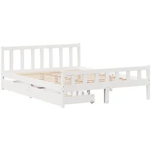 Cadre de lit sans matelas blanc 160x200 cm bois de pin massif vidaXL pas cher
