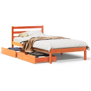 vidaXL Cadre de lit sans matelas cire marron 120x190cm bois pin massif pas cher