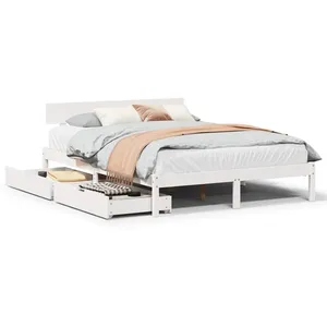 vidaXL Cadre de lit sans matelas blanc 160x200 cm bois de pin massif pas cher