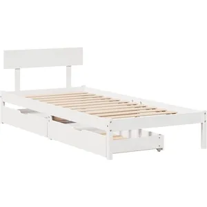 vidaXL Cadre de lit sans matelas blanc 90x190 cm bois de pin massif pas cher