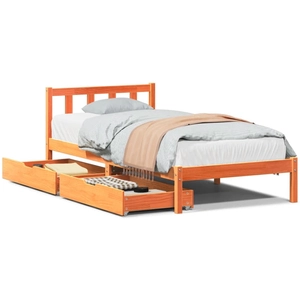 vidaXL Cadre de lit sans matelas cire marron 100x200cm bois pin massif pas cher