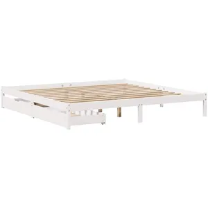 vidaXL Cadre de lit sans matelas blanc 180x200 cm bois massif de pin pas cher