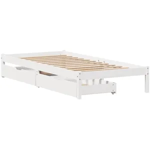 vidaXL Cadre de lit sans matelas blanc 100x200 cm bois de pin massif pas cher