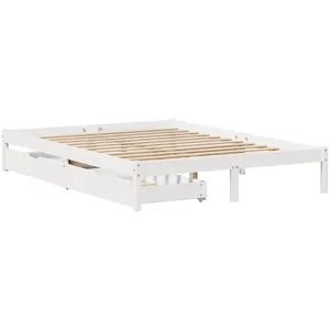 vidaXL Cadre de lit sans matelas blanc 140x200 cm bois de pin massif pas cher