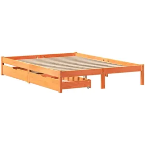 vidaXL Cadre de lit sans matelas cire marron 160x200cm bois pin massif pas cher