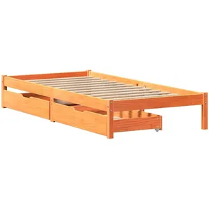 vidaXL Cadre de lit sans matelas cire marron 100x200cm bois pin massif pas cher