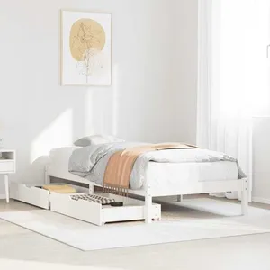 vidaXL Cadre de lit sans matelas blanc 75x190 cm bois de pin massif pas cher