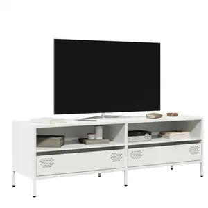 vidaXL Meuble TV blanc 135x39x43,5 cm acier laminé à froid pas cher