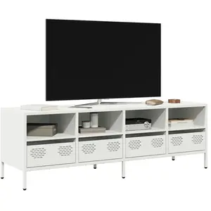 vidaXL Meuble TV blanc 135x39x43,5 cm acier laminé à froid pas cher