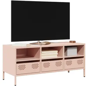 vidaXL Meuble TV rose 101,5x39x43,5 cm acier laminé à froid pas cher