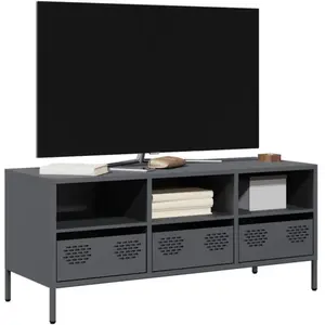 vidaXL Meuble TV anthracite 101,5x39x43,5 cm acier laminé à froid pas cher
