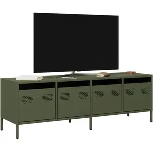 vidaXL Vidaxl Meuble Tv Vert Olive 135x39x43,5 Cm Acier Laminé À Froid pas cher