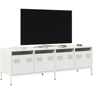 vidaXL Meuble TV blanc 135x39x43,5 cm acier laminé à froid pas cher